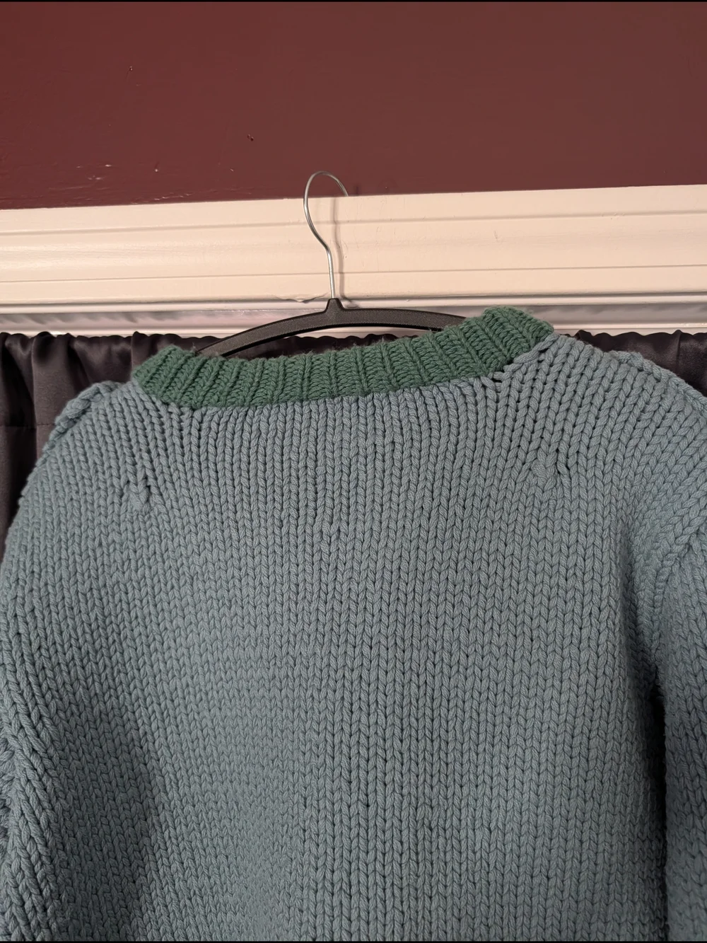 GIM CONTEXT Japanese Blue Green Knit Wool Bomber Jacket with Zip One Size